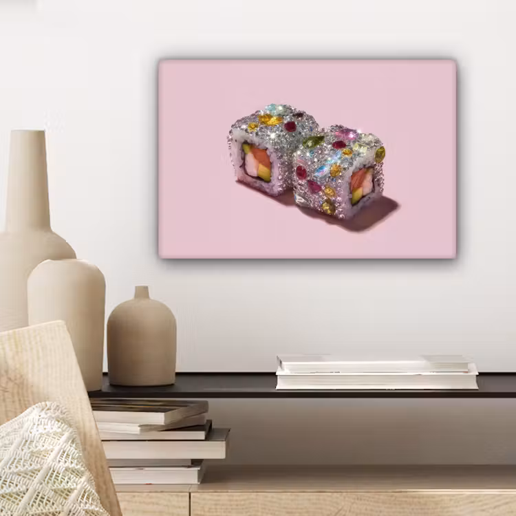 Sushi - Rolletjes - Steentjes - Kleurrijk canvas 2cm klein -sfeer6