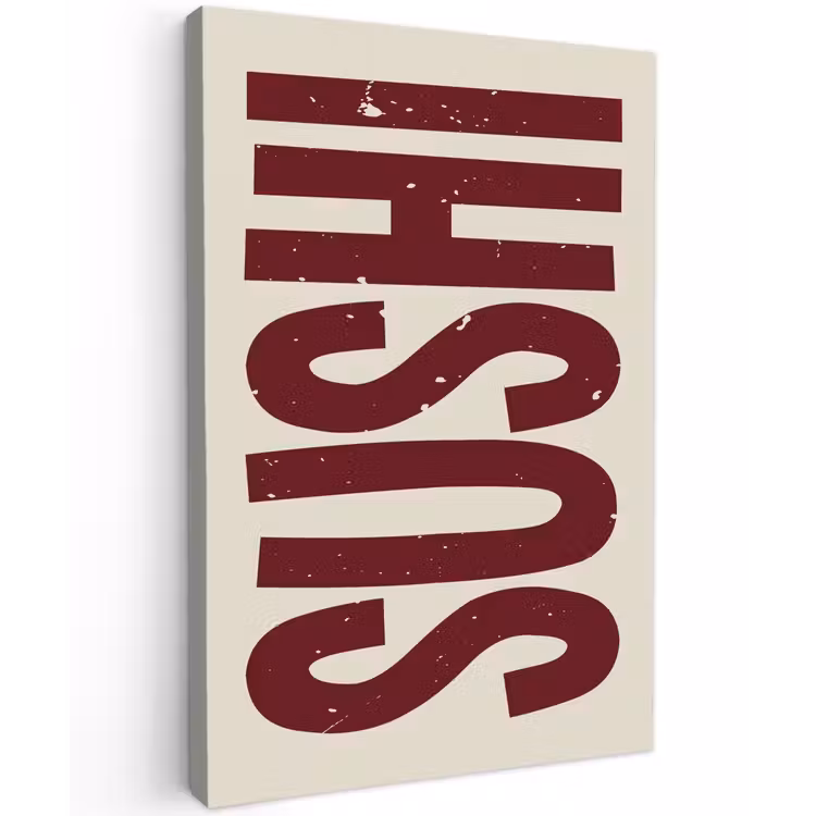 Sushi - Rood - Japandi - Decoratie canvas 2cm klein -z3d