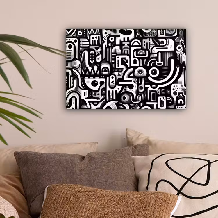 Symbolen - Abstract - Grafisch - Zwart canvas 2cm klein -sfeer1