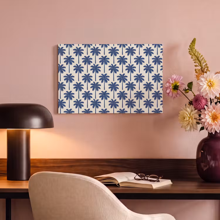 Symmetrisch - Palm - Blauw canvas 2cm klein 34 -sfeer4
