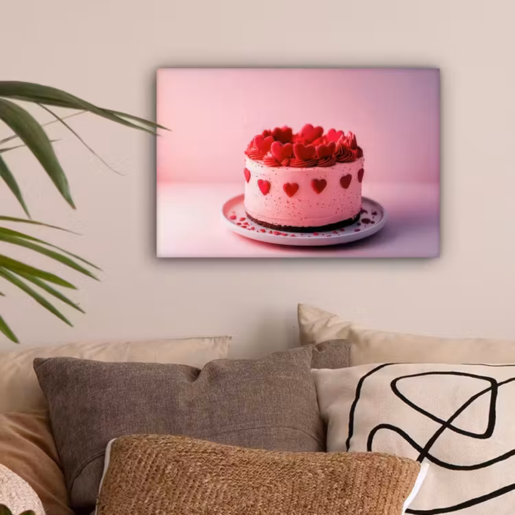 Taart - Hart - Roze canvas 2cm klein -sfeer1