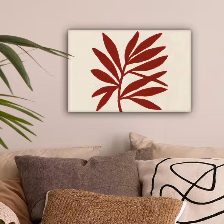 Tak - Bladeren - Rood canvas 2cm klein -sfeer1