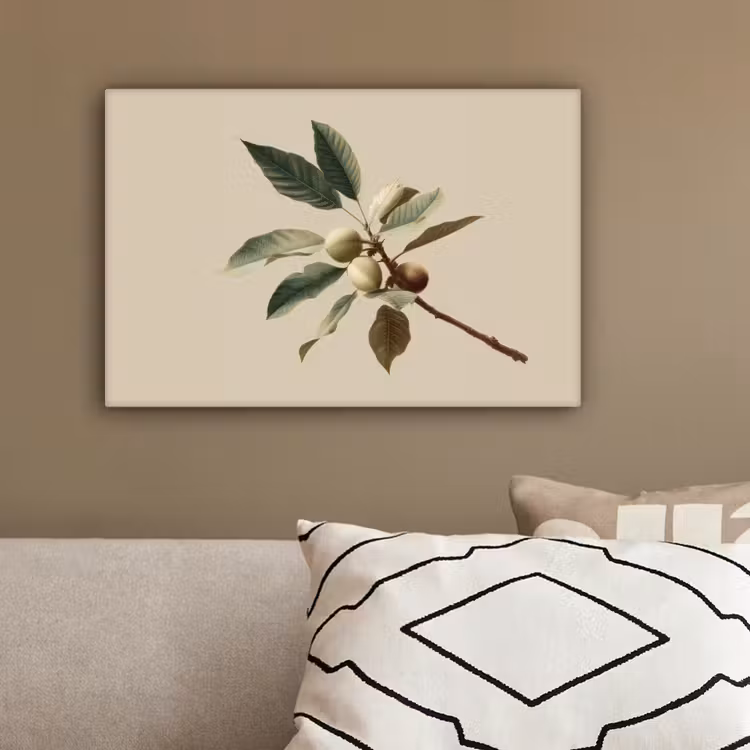 Tak - Groene Bladeren - Vruchten canvas 2cm klein -sfeer3