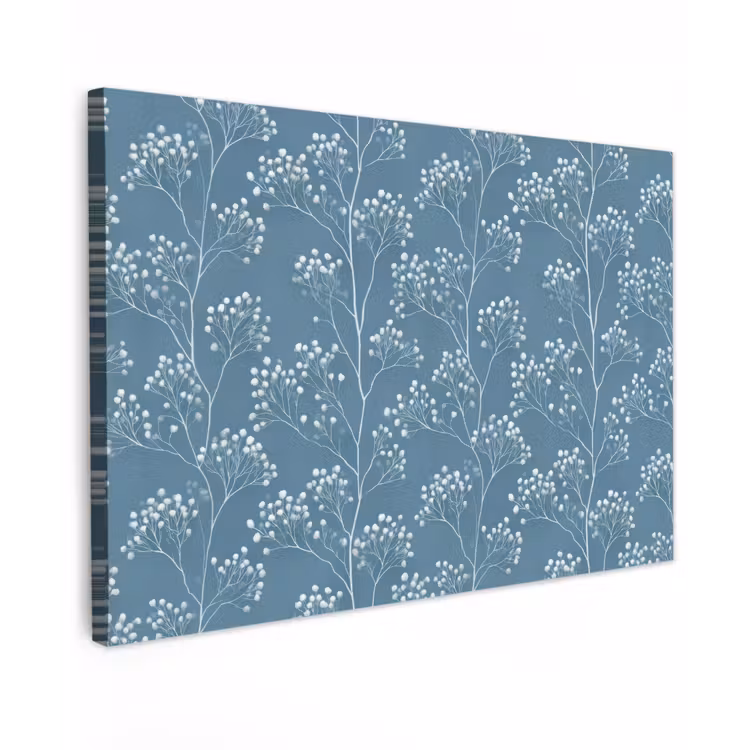 Takken - Bessen - Patroon - Lichtblauw canvas 2cm klein 34 -z3d