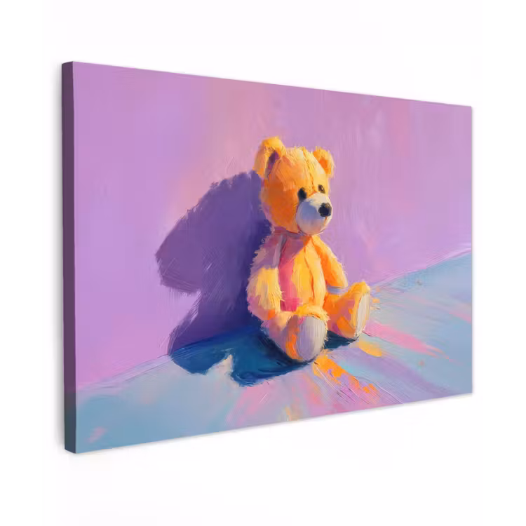 Teddybeer - Schaduw - Penseelstreken - Paars canvas 2cm klein -z3d