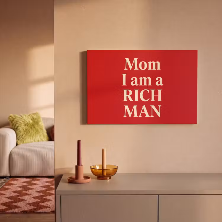 Tekst - Rijkdom - Motivatie - Rood - Modern canvas 2cm klein -sfeer1
