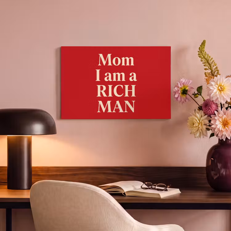 Tekst - Rijkdom - Motivatie - Rood - Modern canvas 2cm klein -sfeer4