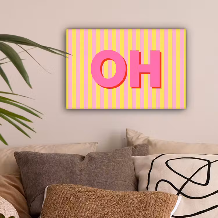 Tekst - Strepen - Roze canvas 2cm klein -sfeer1