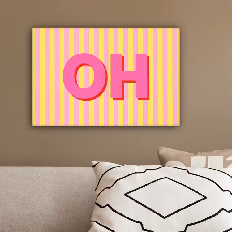 Tekst - Strepen - Roze canvas 2cm klein -sfeer3