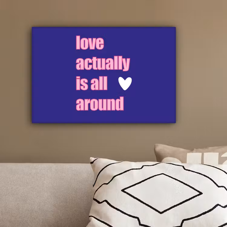 Tekst - Valentijn - Love - Blauw canvas 2cm klein -sfeer3