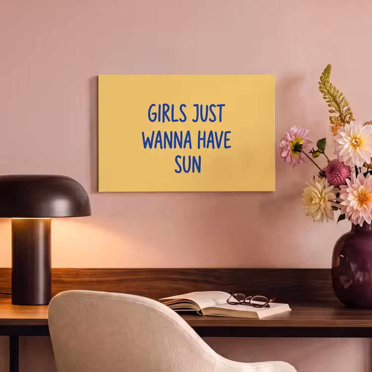 Tekst - Zon - Zomer - Modern - Geel canvas 2cm klein -sfeer4