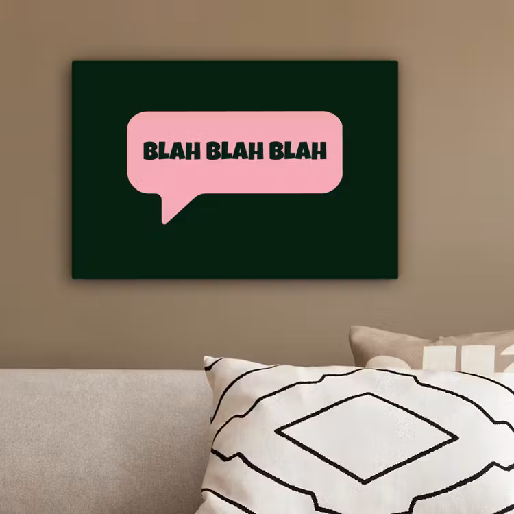 Tekstwolk - BLAH BLAH BLAH - Roze canvas 2cm klein -sfeer3