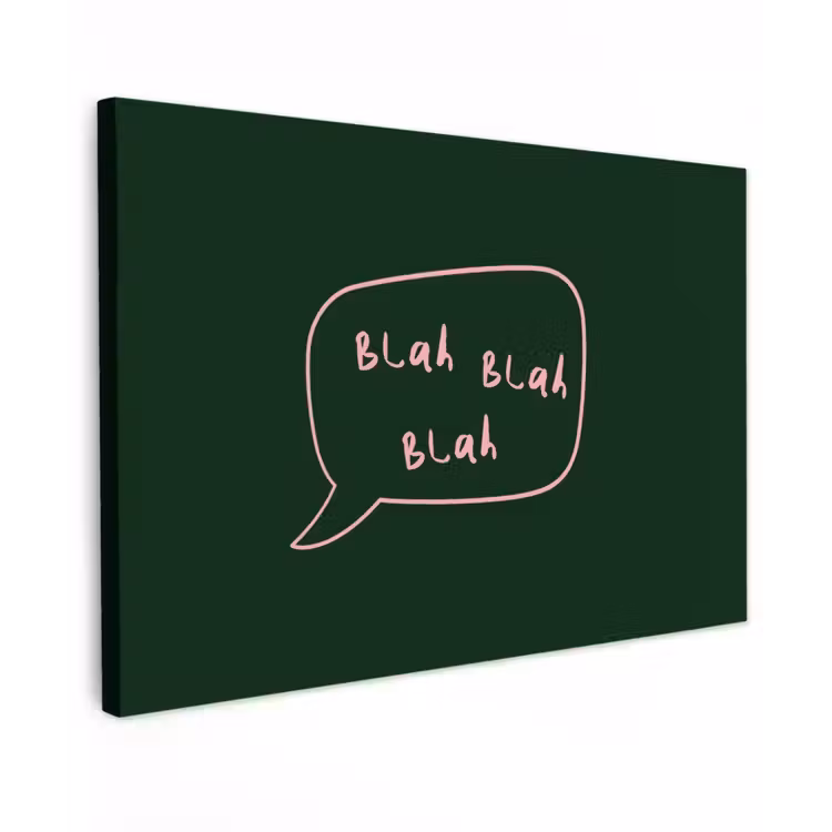 Tekstwolkje - Donkergroen - BLAH BLAH BLAH canvas 2cm klein -z3d