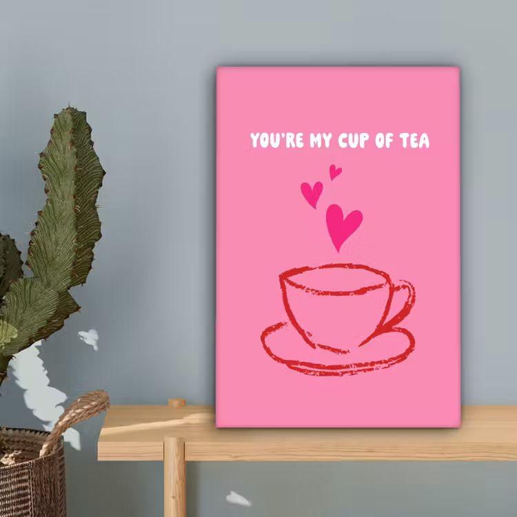 Thee - Roze - Valentijn - Tekst canvas 2cm klein -sfeer4