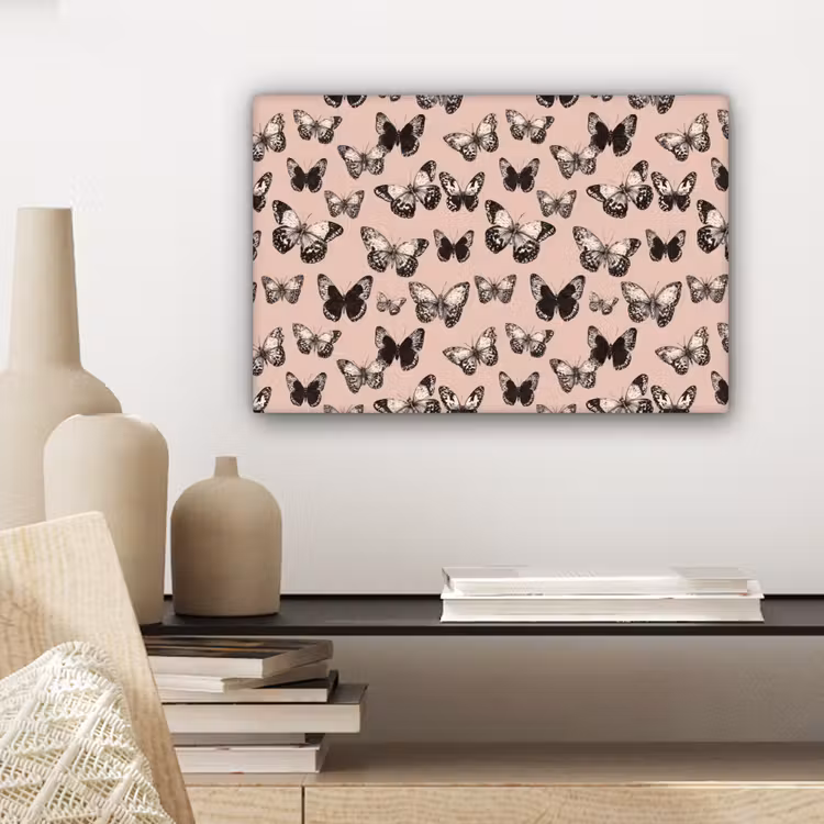 Tijdloos - Vlinders - Perzik canvas 2cm klein 34 -sfeer6