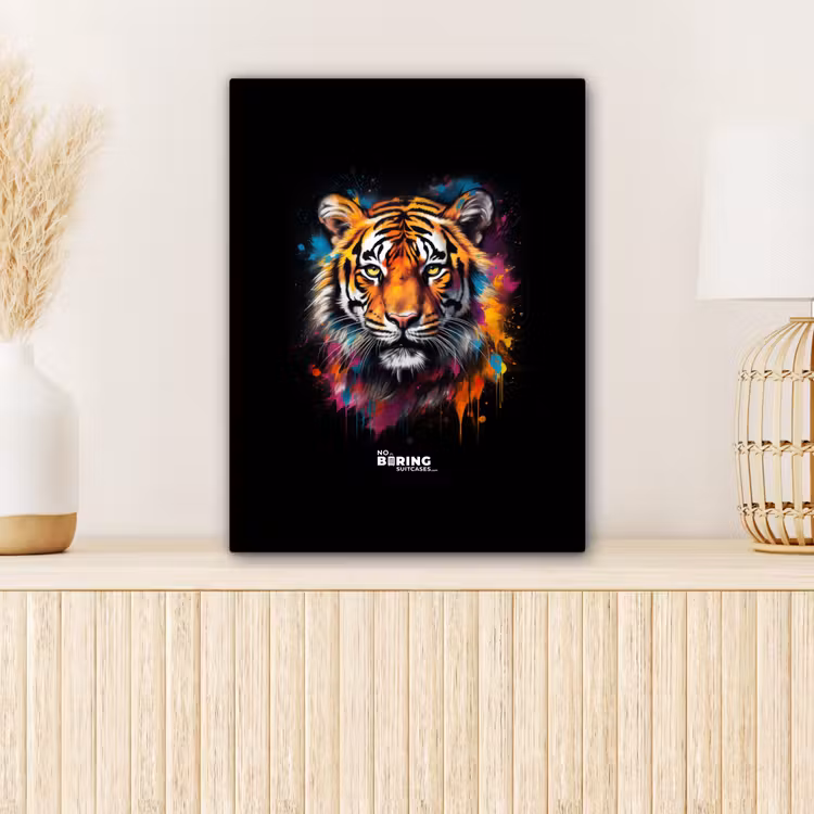 Tijger als street art kunstwerk canvas 2cm klein -sfeer5