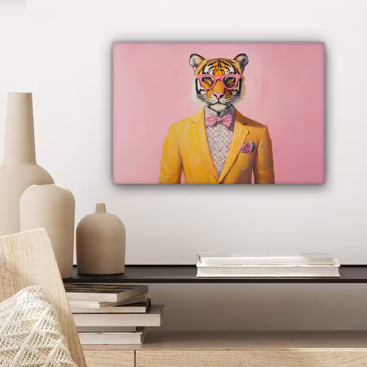 Tijger - Bril - Geel - Jasje canvas 2cm klein -sfeer6