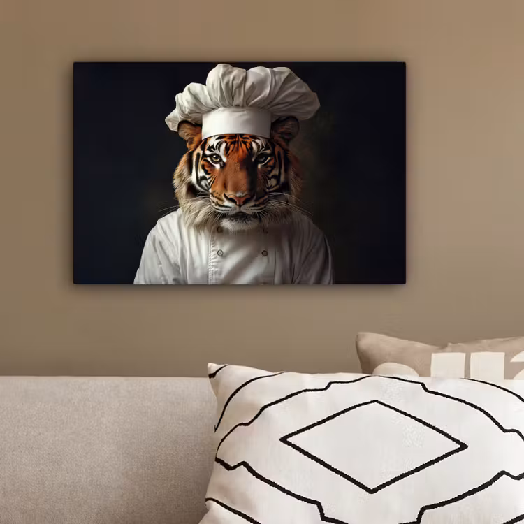 Tijger - Kokskleding - Bruin canvas 2cm klein -sfeer3