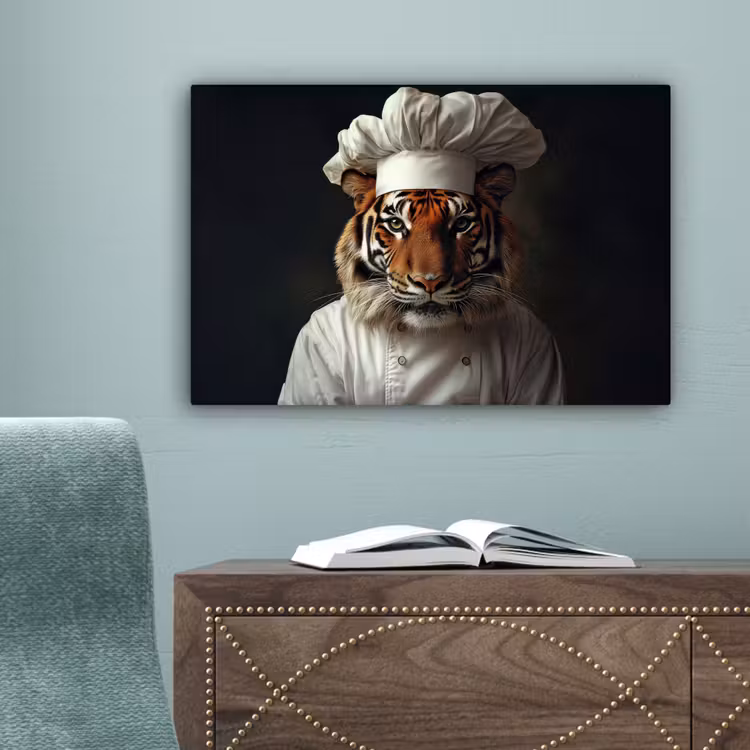 Tijger - Kokskleding - Bruin canvas 2cm klein -sfeer4