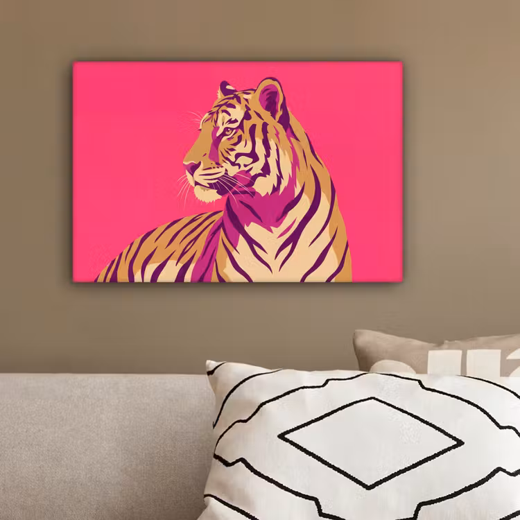 Tijger - Modern - Neon canvas 2cm klein -sfeer3