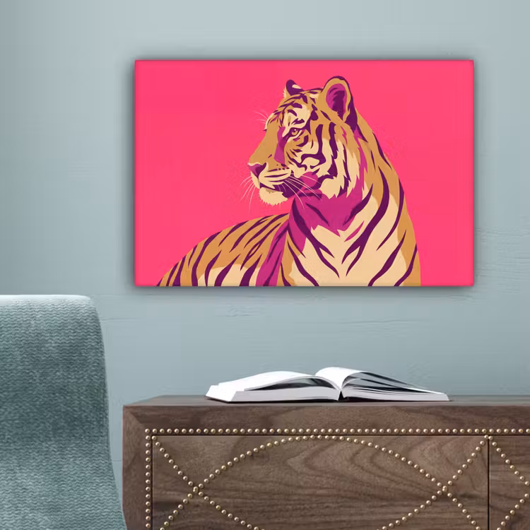 Tijger - Modern - Neon canvas 2cm klein -sfeer4