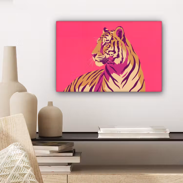 Tijger - Modern - Neon canvas 2cm klein -sfeer6