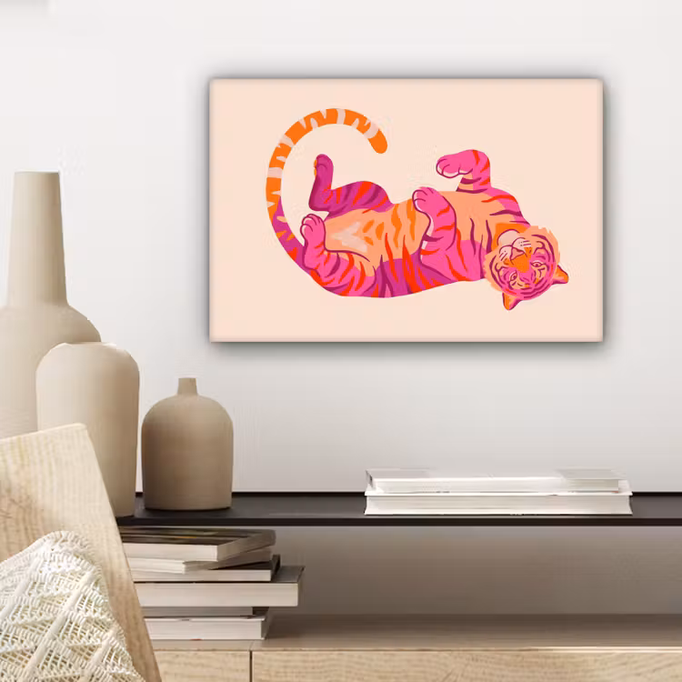 Tijger - Roze - Oranje canvas 2cm klein -sfeer6
