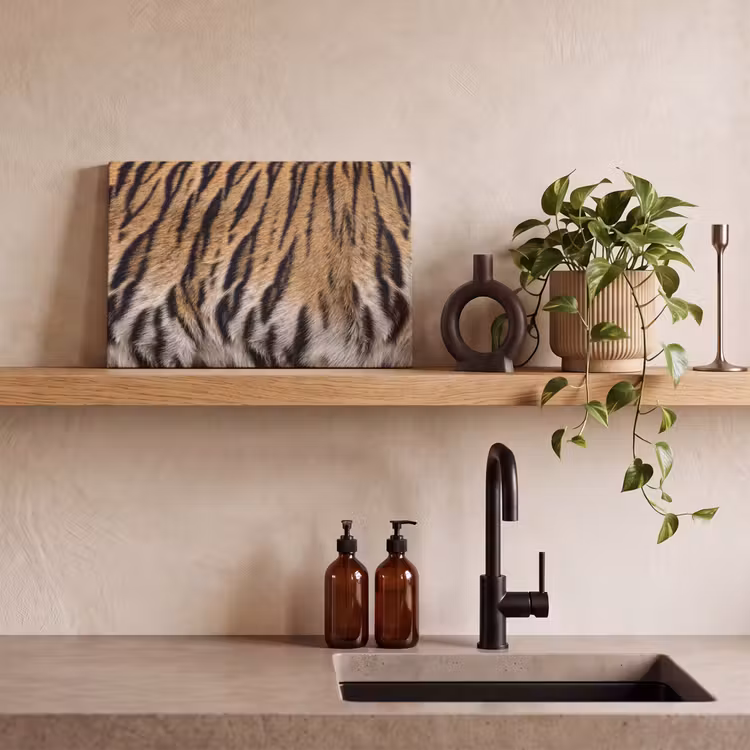 Tijgervacht - Klassiek - Zwart canvas 2cm klein -sfeer3