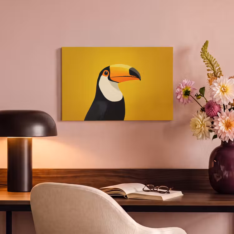 Toekan - Minimalistisch - Snavel - Oranje canvas 2cm klein -sfeer4