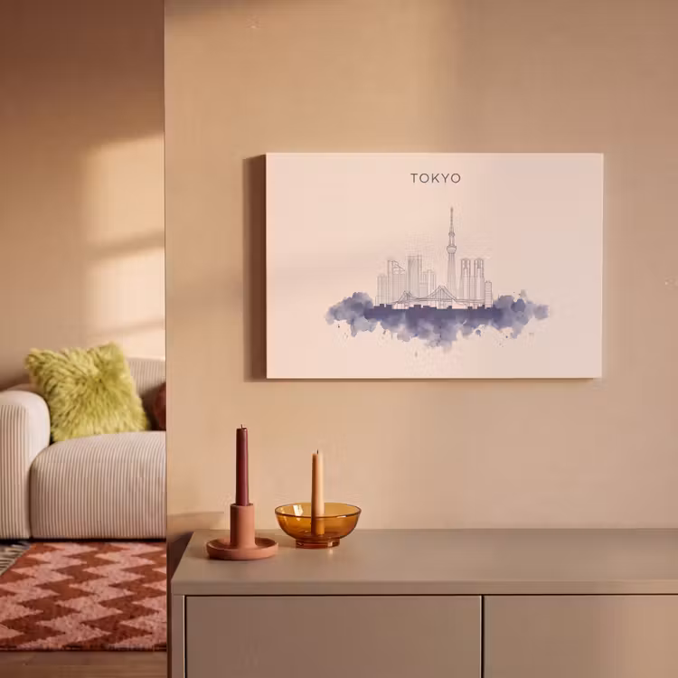 Tokyo - Skyline - Stad - Abstract - Blauw canvas 2cm klein -sfeer1