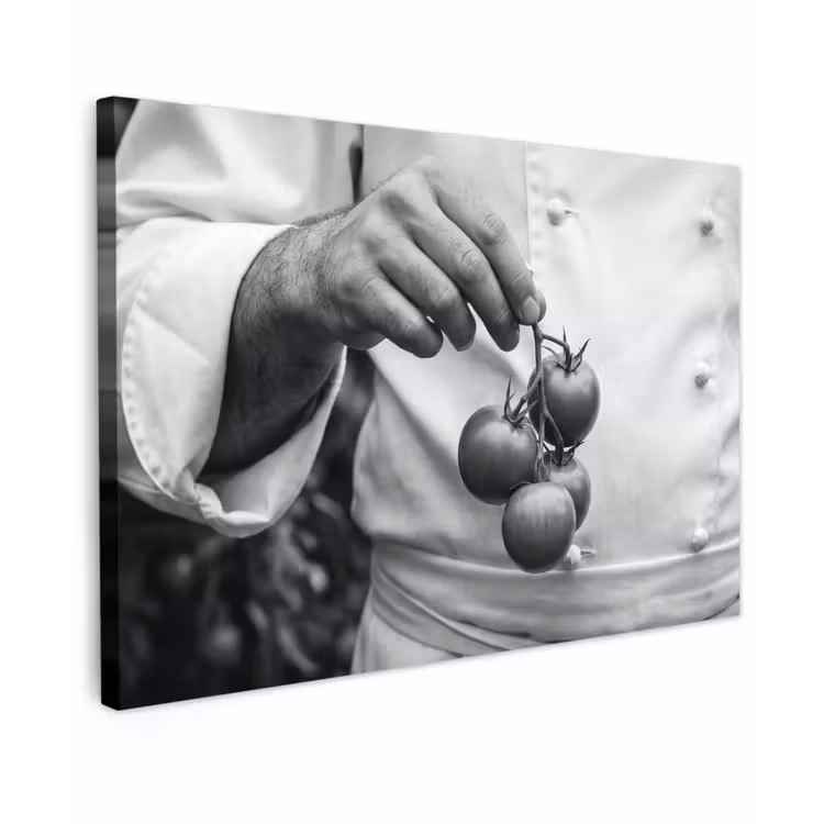 Tomaten - Chef - Zwart - Wit canvas 2cm klein -z3d
