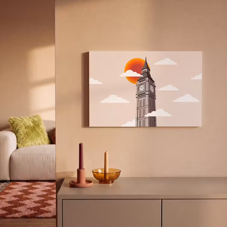 Toren - Klok - Londen - Architectuur - Retro canvas 2cm klein -sfeer1