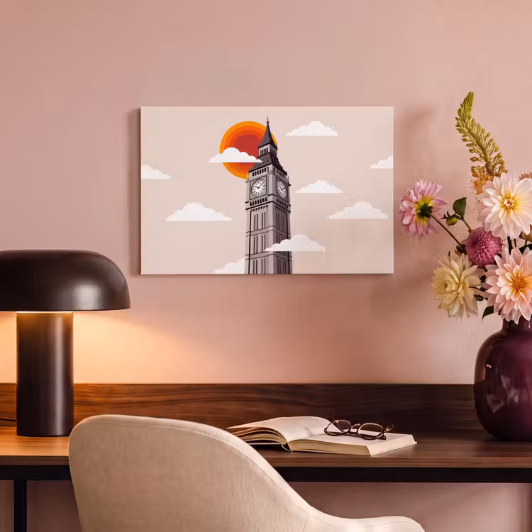 Toren - Klok - Londen - Architectuur - Retro canvas 2cm klein -sfeer4