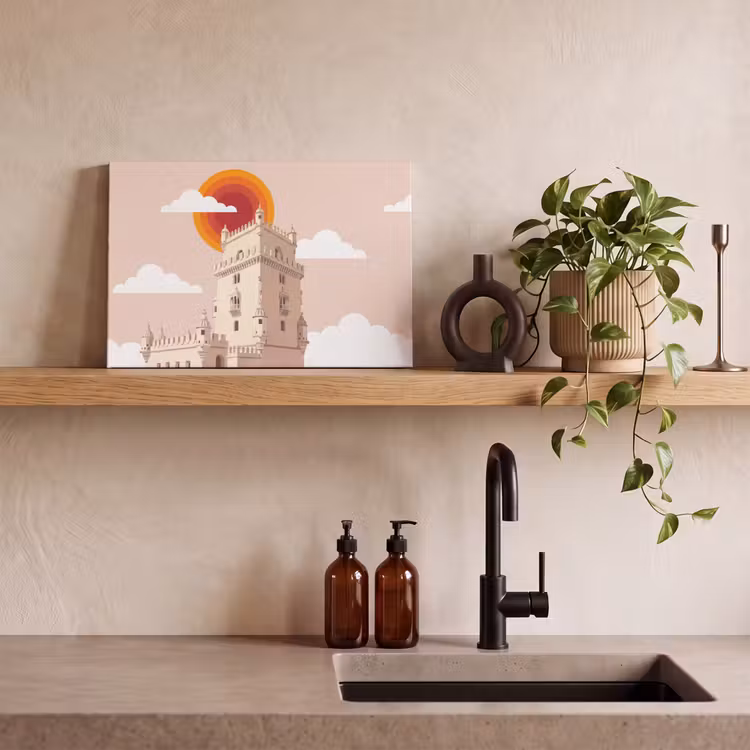 Toren - Rivier - Architectuur - Modern - Oranje canvas 2cm klein -sfeer3