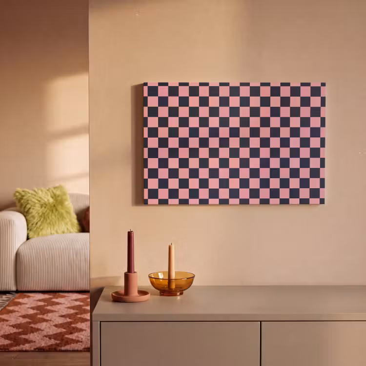Traditioneel - Patroon - Blauw - Roze canvas 2cm klein 34 -sfeer1