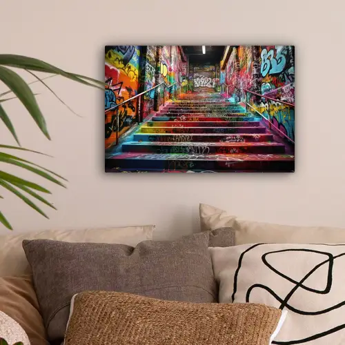 Trap - Graffiti - Kleuren - Kunst canvas 2cm klein -sfeer1