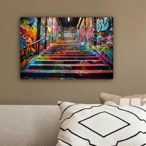 Trap - Graffiti - Kleuren - Kunst canvas 2cm klein -sfeer3