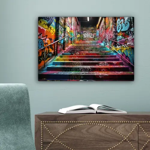 Trap - Graffiti - Kleuren - Kunst canvas 2cm klein -sfeer4