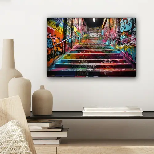 Trap - Graffiti - Kleuren - Kunst canvas 2cm klein -sfeer6