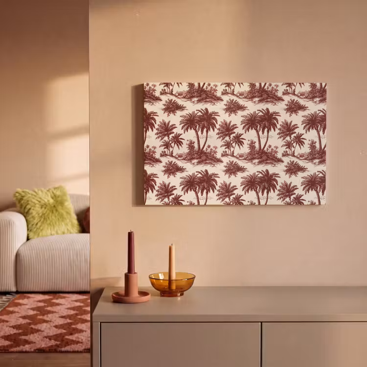 Tropisch - Geometrisch - Bordeauxrood canvas 2cm klein 34 -sfeer1
