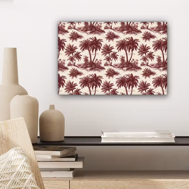 Tropisch - Geometrisch - Bordeauxrood canvas 2cm klein 34 -sfeer6