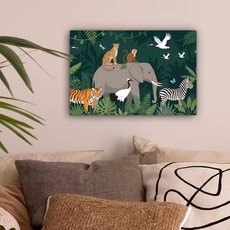 Tropisch - Jungle - Groen canvas 2cm klein -sfeer1
