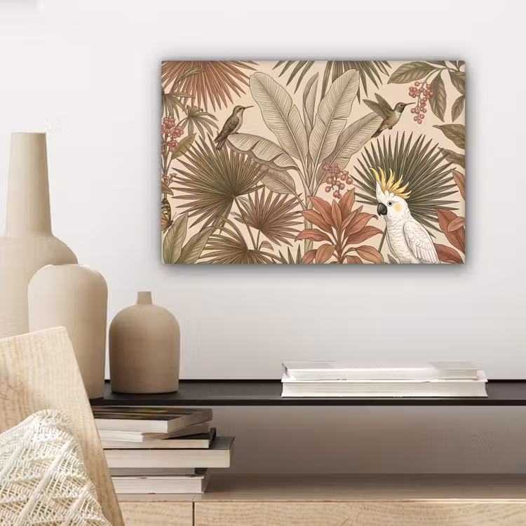 Tropisch - Vogels - Beige canvas 2cm klein -sfeer6