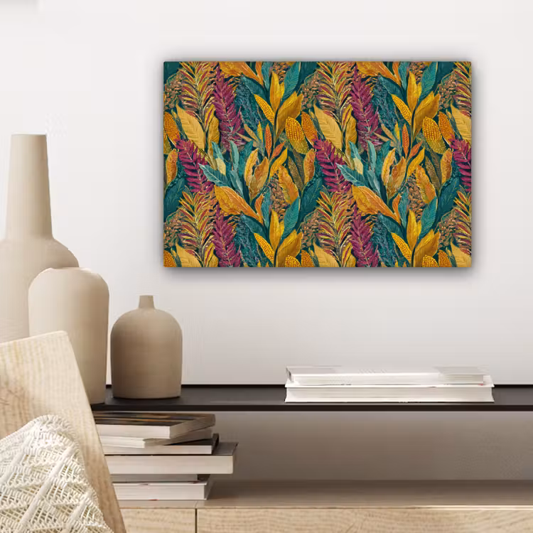 Tropische - Botanisch - Patroon - Kleurrijk - Exotisch canvas 2cm klein 34 -sfeer6