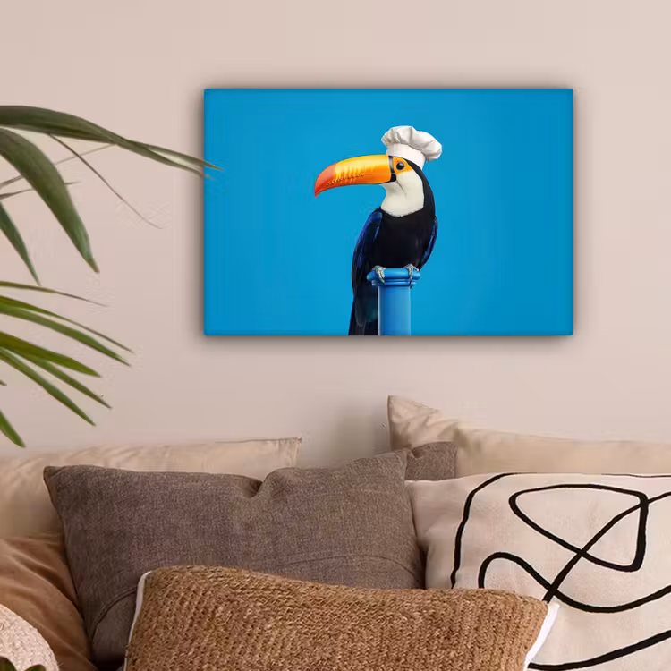 Tucan - Sokkel - Vogel - Koksmuts canvas 2cm klein -sfeer1