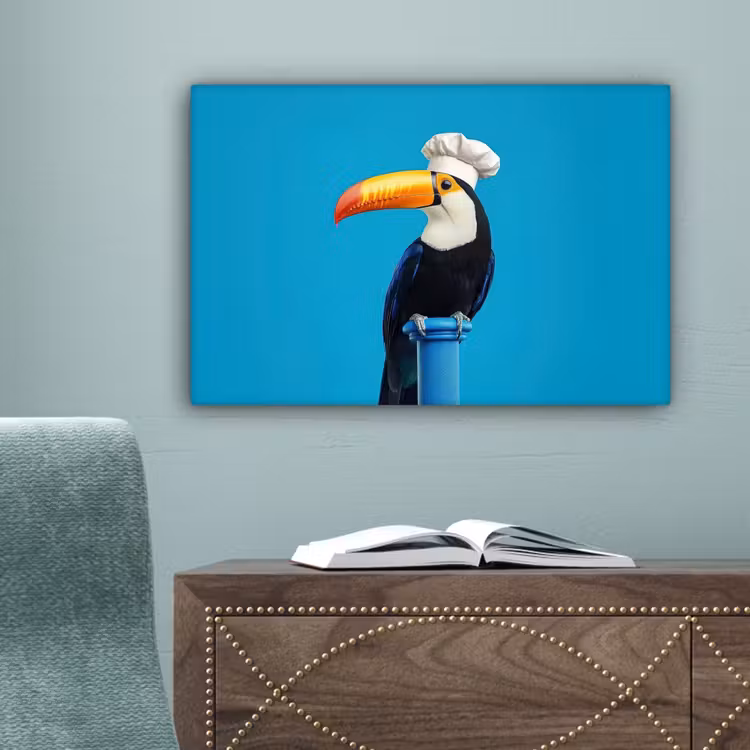 Tucan - Sokkel - Vogel - Koksmuts canvas 2cm klein -sfeer4