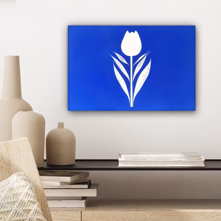 Tulp - Minimalistisch - Bladeren - Wit canvas 2cm klein -sfeer6