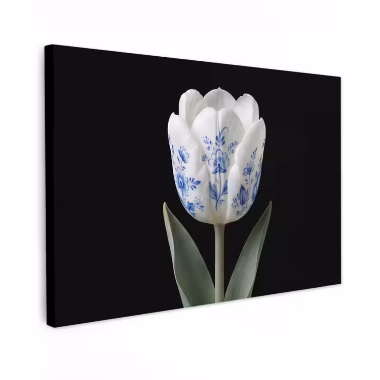 Tulp - Patroon - Blauw canvas 2cm klein -z3d