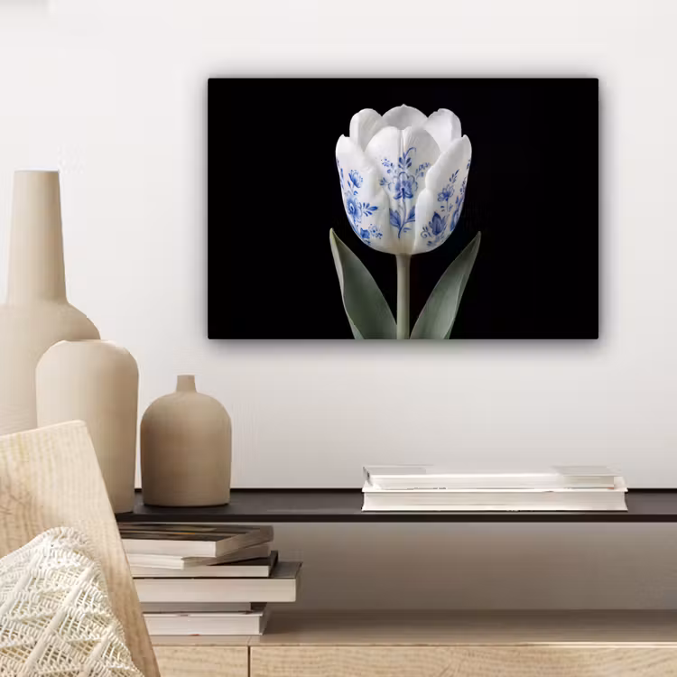 Tulp - Patroon - Blauw canvas 2cm klein -sfeer6