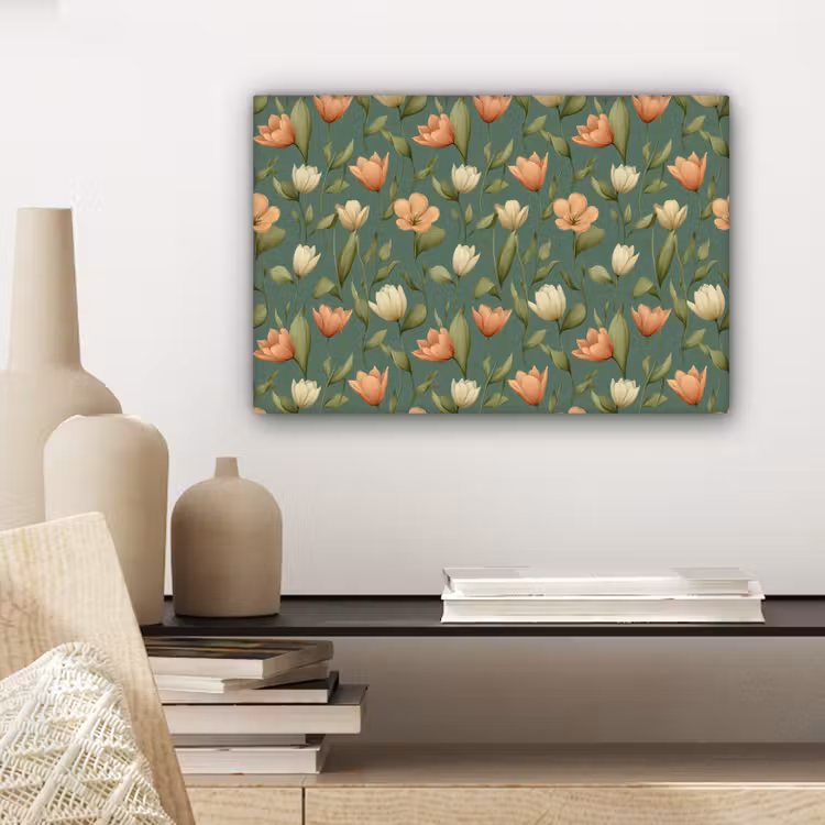 Tulpen - Botanisch - Groen canvas 2cm klein 34 -sfeer6